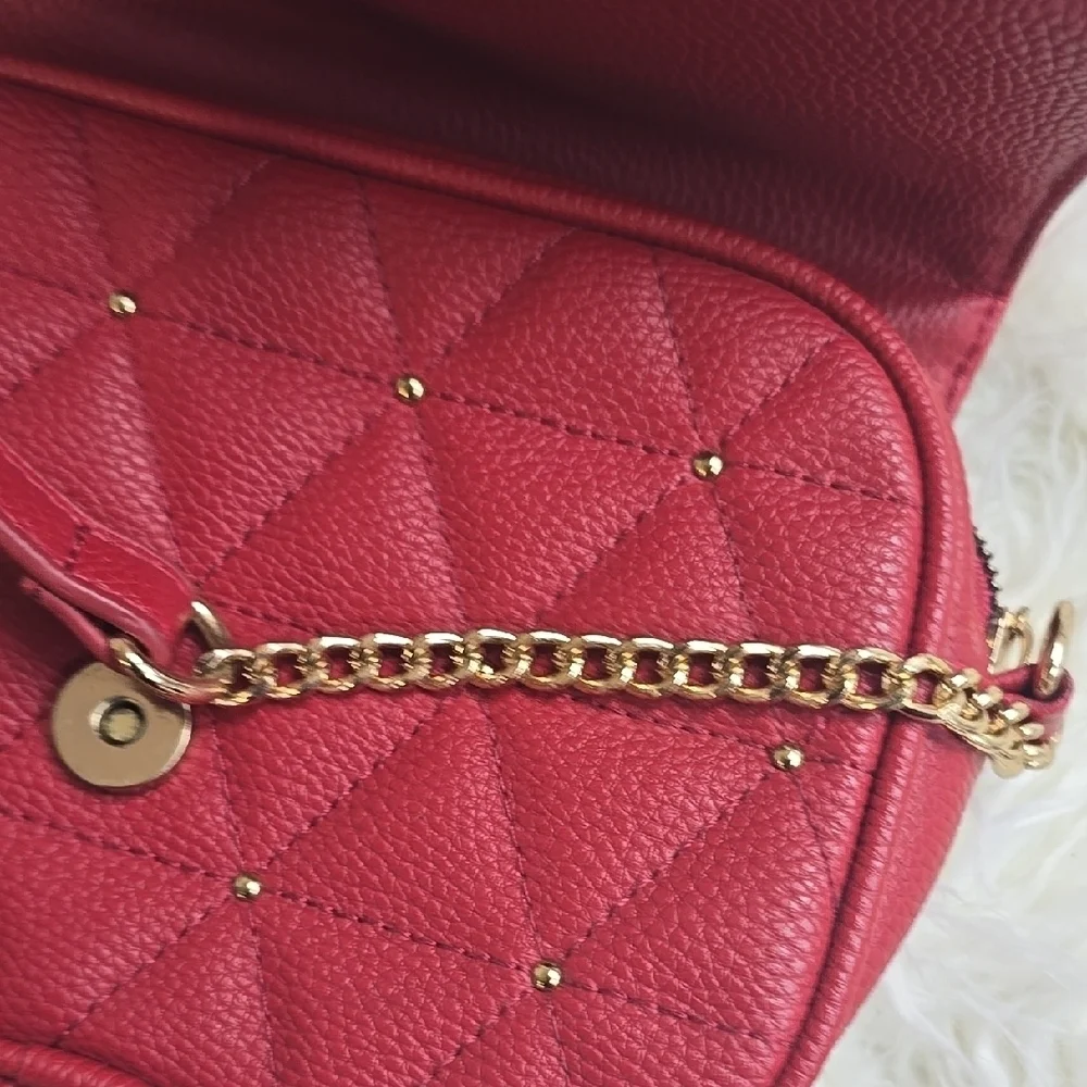 Kate Spade Red Quilted Crossbody Bag with Gold Details